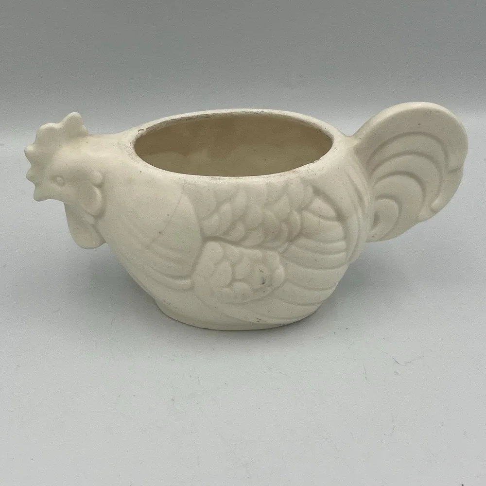Vintage Czechoslovakia Ceramic Rooster Creamer Sugar Set Cottage Country Core